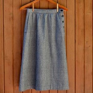 Vintage Wool Blend Midi Skirt